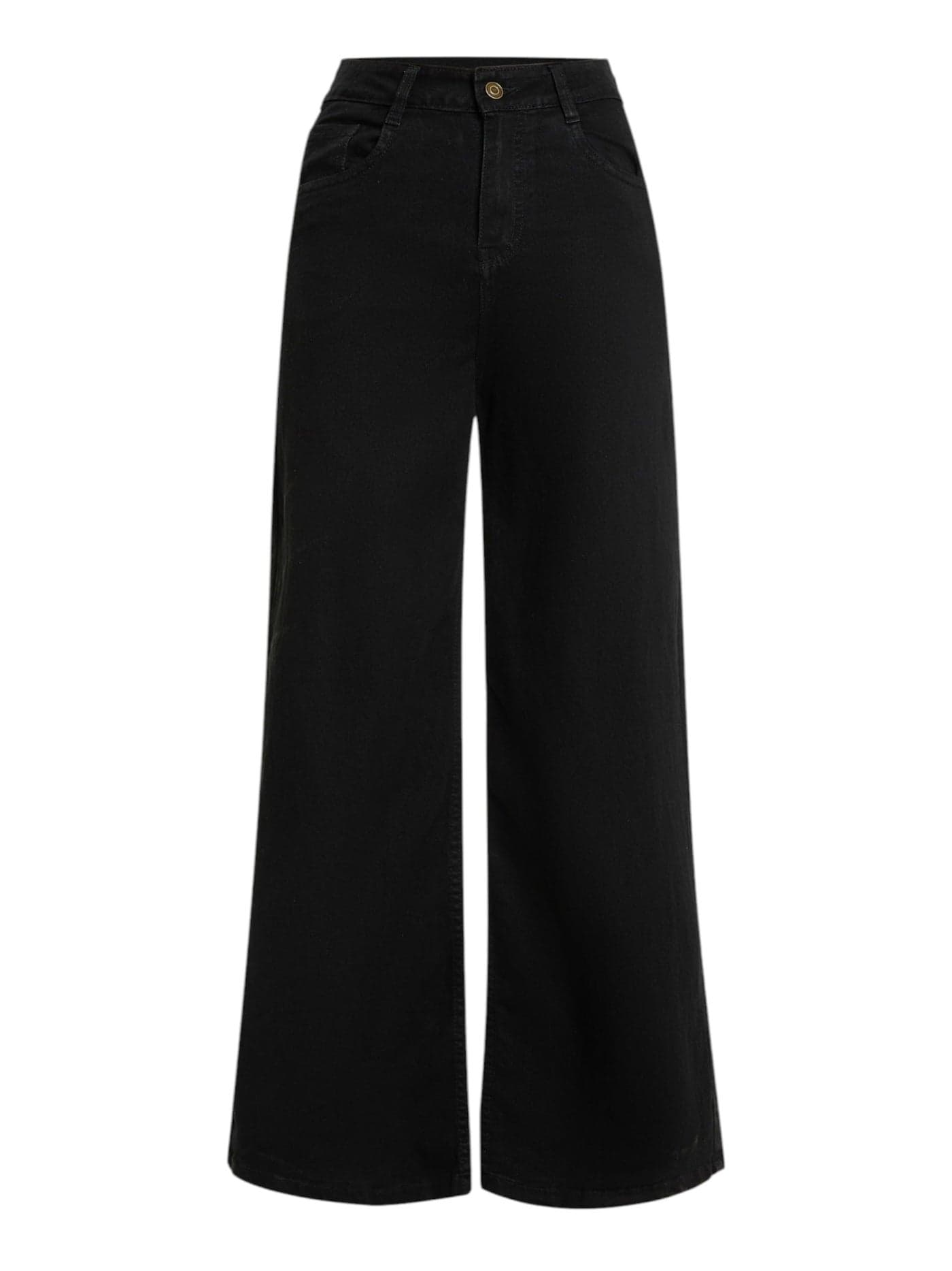 Miss Chase Women's Wide Leg High Rise Clean Look Regular-Length Stretchable Denim Jeans (MCAW25DEN62-54-330-32, Ebony Black, 32)