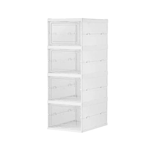 Sulfar 4 Tier Shoe Rack Collapsible Shoe Organiser with Door - Foldable Sneaker Crates Footwear Organiser for Men, Women, Heels, Boots, Loafers, Sneakers, Slippers