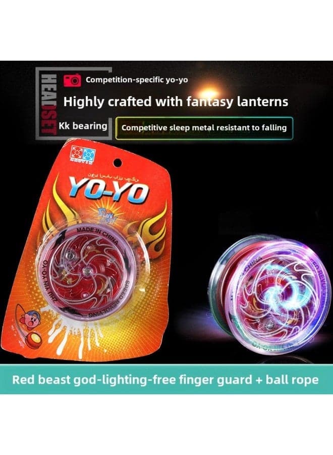 Yo-Yo Kids Competition Crystal Swing Toy with Live Sleep Mode, Beginner Boy's Glowing Red Suction Board Yo-Yo, Alloy Frame, War Spirit Design, High-Traffic s: Crystal Yo-Yo, Live S