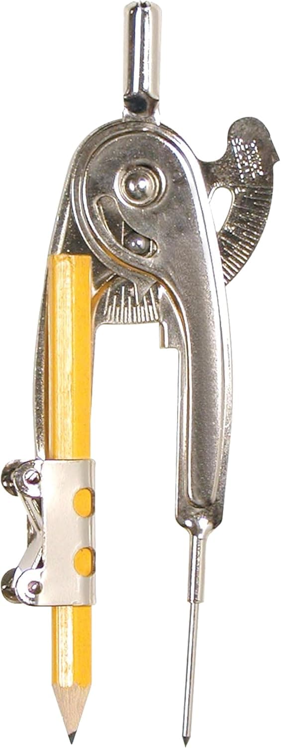 Westcott Metal Ball Bearing Compass with Pencil Nickel Plated 12201