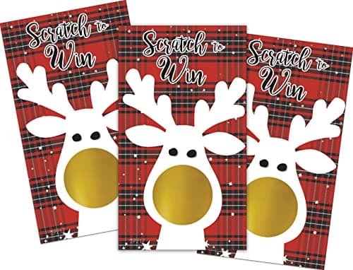 DISTINCTIVS Reindeer Christmas Scratch Off Cards Christmas Party Game 28 Count Holiday Scratch Off Cards