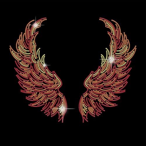 SUPERDANT Flame Wings Iron on Rhinestones for Clothes Fire Angel Crystal Heat Transfer Stickers Iron on Decals Rhinestone Patches for Man Woman TShirt Clothing Hoodie Jackets DIY Art Craft Gifts