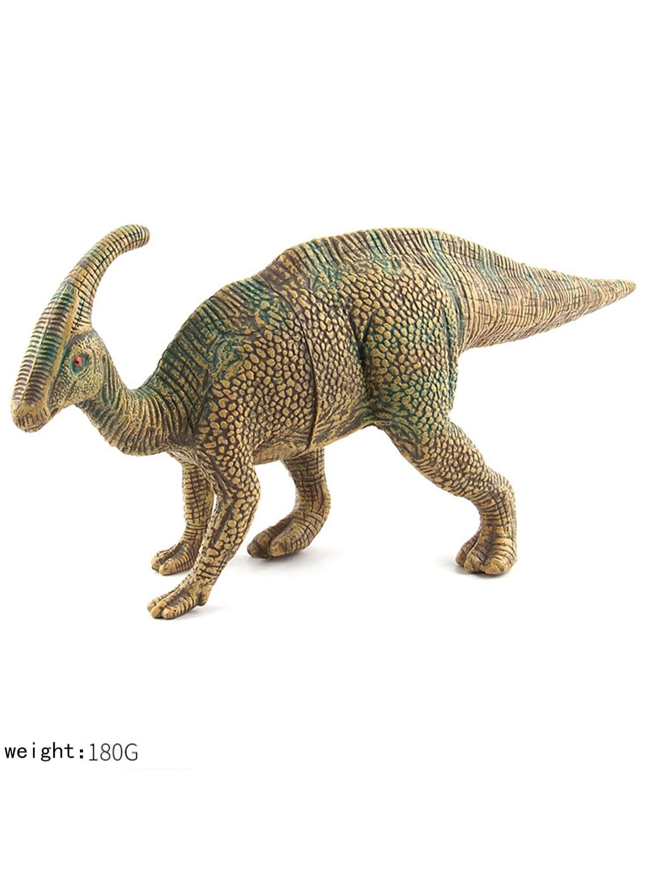 12 Inch Yellow-Green Parasaurolophus, Realistic Jurassic Dinosaur Model Toy, Plastic Educational Prehistoric Animal Model For Kids And Toddlers