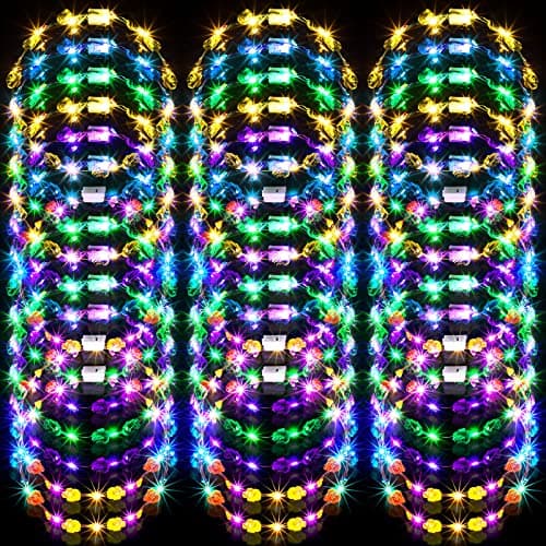 Waydress 40 Pieces LED Flower Crown Light up Headband LED Hair Garlands Glow in The Dark Flower Crown Wreath for Women Brides Wedding Birthday Holiday Beach Party Hair Accessories