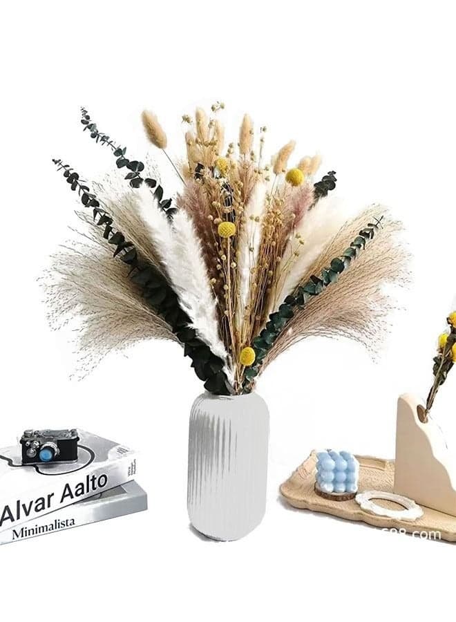 Natural Dried Pampas Grass for Flower Arrangements Home Decor White reed 15+ original reed 15+ whisk 30+ wheat 10+ original rabbit 10+ golden ball 5+ eucalyptus 5+ acacia beans 10