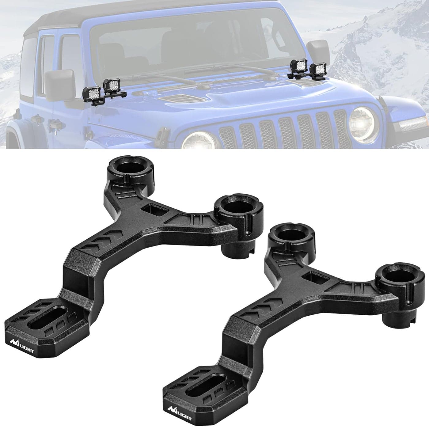 Nilight Dual Light Mounting Bracket for 2018 2019 2020 2021 2022 2023 2024 2025 Wrangler JLJLUGladiator JT Front APillar Assist Off Road LED Pod Light Work Light