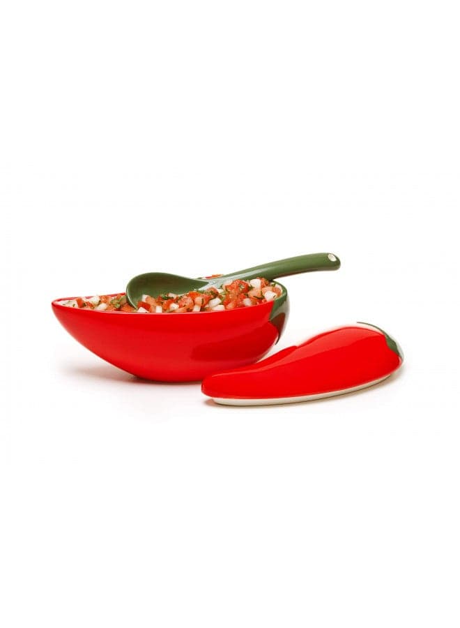 Prepworks by Progressive Salsa Bowl with Spoon - Great for Homemade Salsa and Pico De Gallo, Dips, Party foods, Condiments, Sauces and Toppings