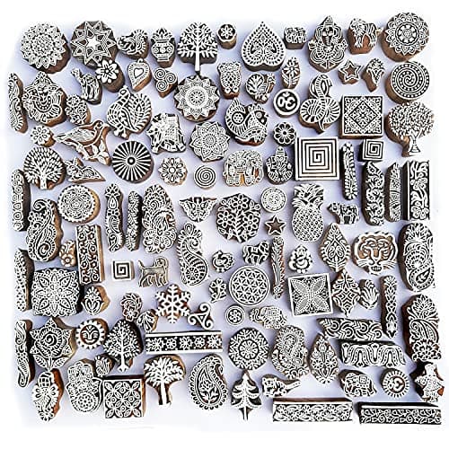 Royal Kraft Assorted Wooden Block Printing Stamps Set of 100 Bulk01100