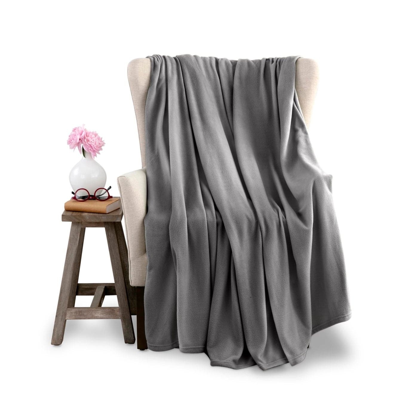 Soft Microfleece Blanket Queen Size AllSeason Comfort Super Soft Lightweight Throw Plush for Bed Couch or Travel PetFriendly Gray