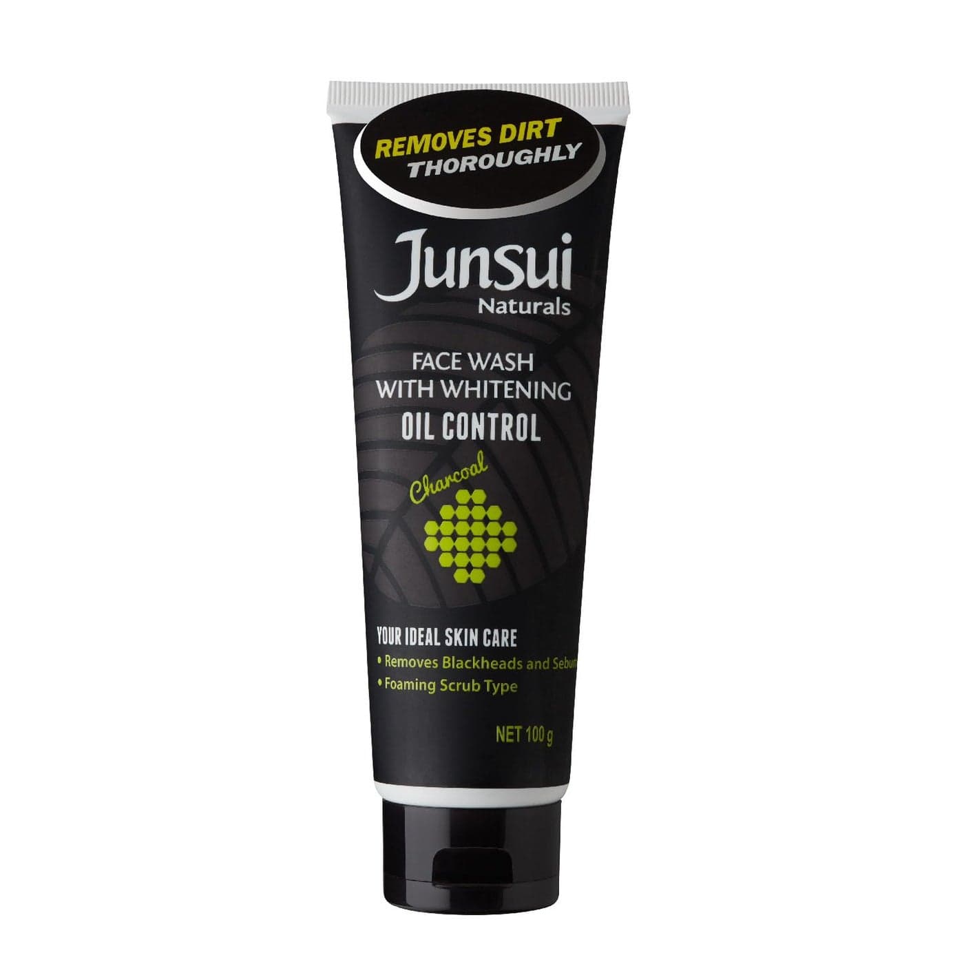 Junsui Naturals Face Wash Oil Control Powered With Charcoal Powder Yam Bean Extracts Removes Blackheads Sebum Foaming Scrub Type Daily Use Face Wash For Girls Women 100gm