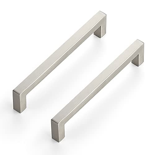 Ravinte 3 Pack 6-1/4 Inch Kitchen Square Cabinet Handles Satin Nickel Pulls Brushed Nickel Kitchen Cabinet Hardware Handles for Cupboard Drawer Pulls