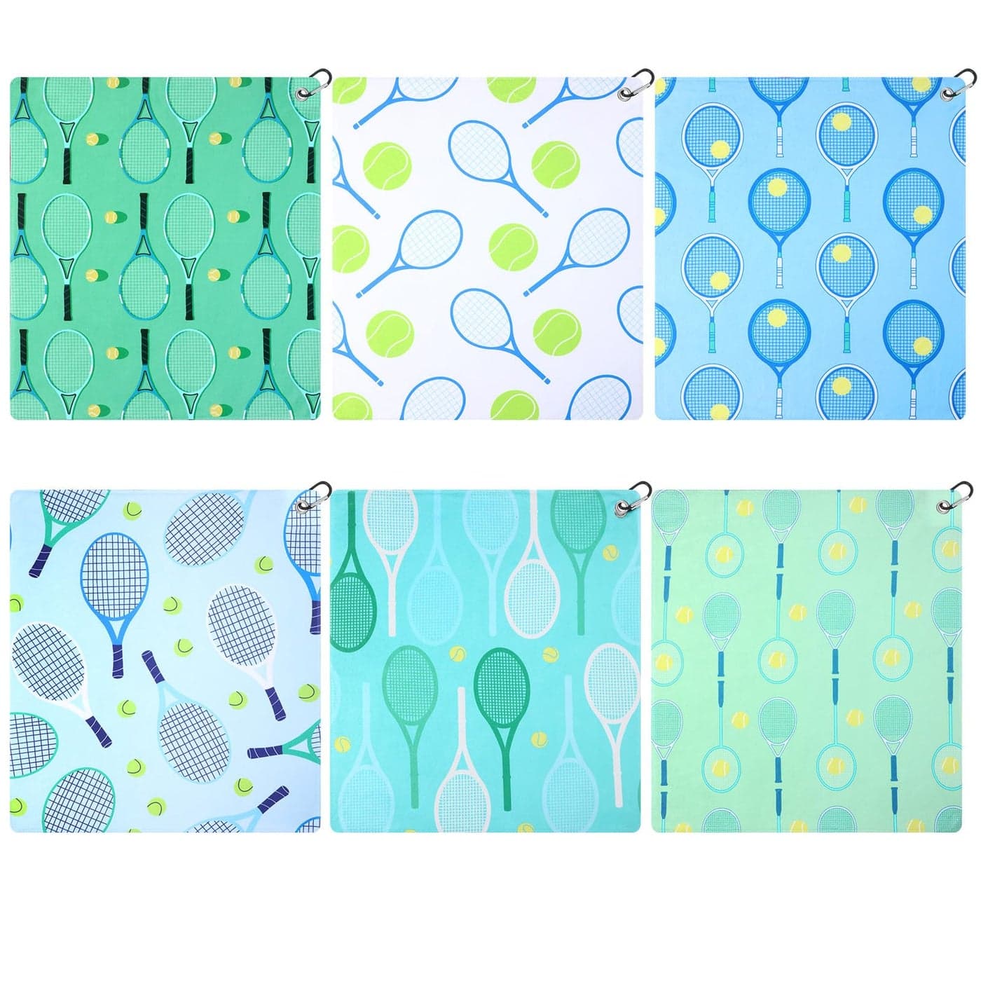 VitalCozy 6 Pcs Soft Tennis Towel 15 x 17 Inch Absorbent Fast Drying Sports Towel with Clip Funny Tennis Gift for Women Men Sports Player Fitness Accessories Fresh