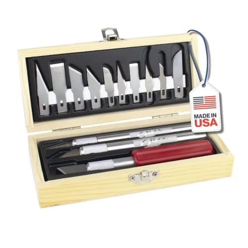 Excel Blades Precision Hobby Knife Set, 13-Piece Precision Craft Knife Set with Case – Includes Light to Heavy Duty Handles and Assorted Blades for Crafting and Precision Cutting - Made in USA