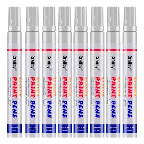 White Paint Markers 8 Pack OilBased Waterproof Quick Dry and Permanent Paint Pen Set for Rocks Painting Wood Plastic Canvas Glass Mugs Metal Tire Stone DIY Craft