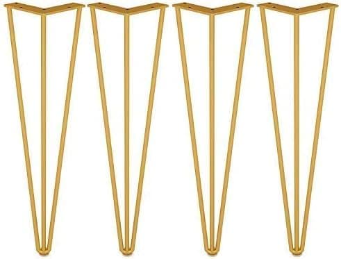 Ventuos 3 Rod Gold Heavy Duty Gold Finish Hairpin Metal Leg for Sofa LegDesk Legs for Any DIY Furniture Leg 3 Rod 14 INCH Gold