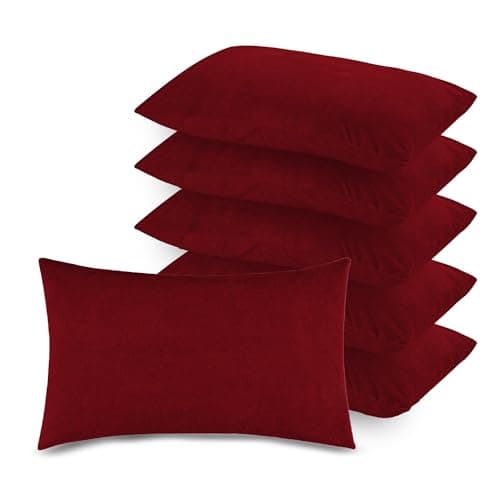 GADDA CO Waterproof Pillow Protector Set of 6 | Dustproof Cotton Terry Pillow Covers with Zipper Closure | 220+ GSM Soft & Breathable Bed Bug Dust Mite Protection, Standard Size 18 x 28 Inches, Maroon