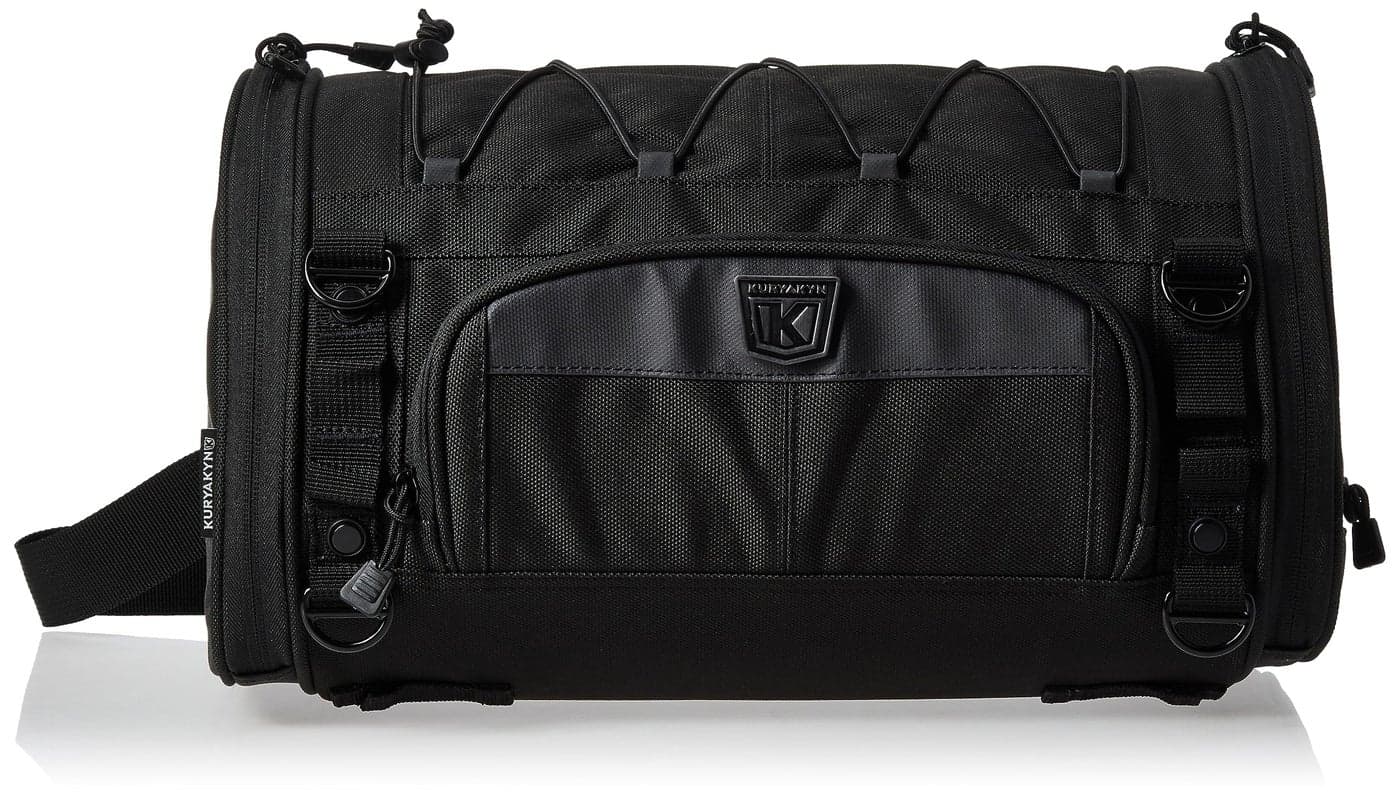Kuryakyn 5213 Momentum Rambler Motorcycle Travel Luggage Weather Resistant Roll Bag with Sissy Bar Straps Black 155 W x 9 T x 925 D