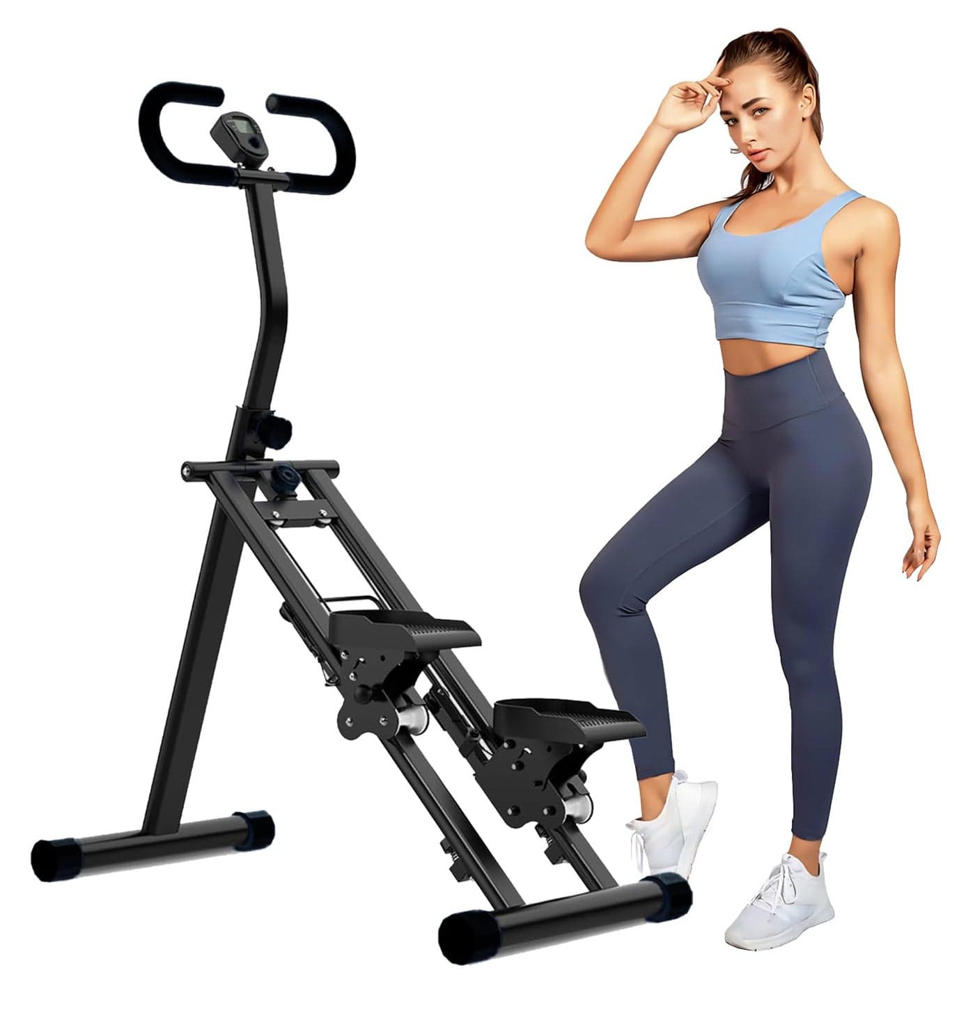 MYHEART Foldable Stair Climber for Home Workout | Vertical Climbing Machine & Stepper with Adjustable Pedals & Handrails | for Men & Women | 110kg Load Capacity | Large Non-Slip Pedals (STAIR STEPPER)