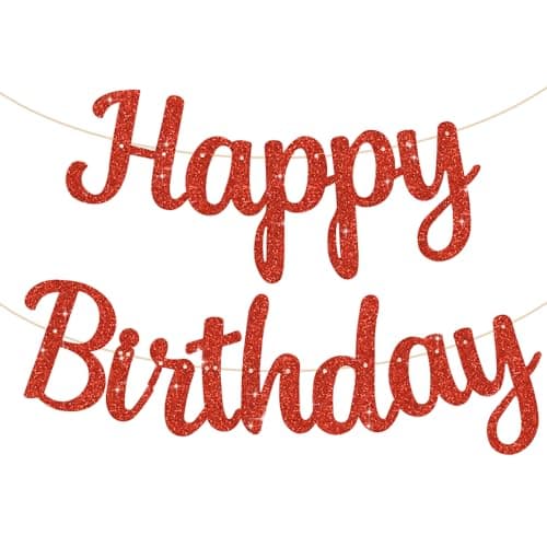 BEISHIDA Red Happy Birthday Banner NO DIY10FeetPreStrungGlitter Backdrop Happy Birthday SignDecorations for WomenBday Party Decorations
