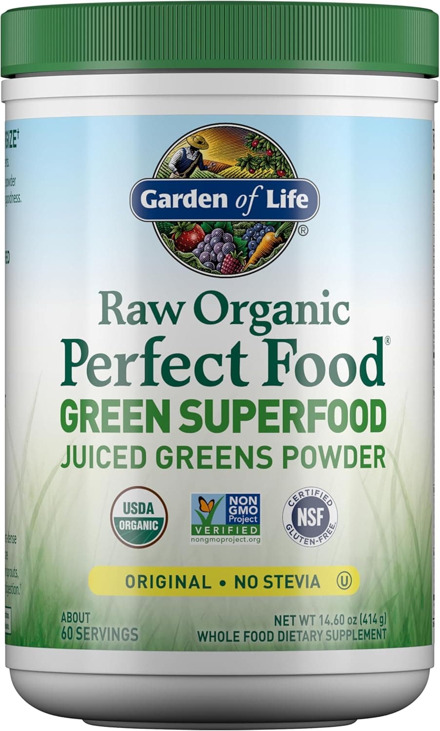Garden of Life Super Greens Powder Smoothie Mix Probiotics Digestive Enzymes for Digestive Health Organic Superfoods Nutrition Fruit and Vegetables for Women Men Energy Original 60 Servings