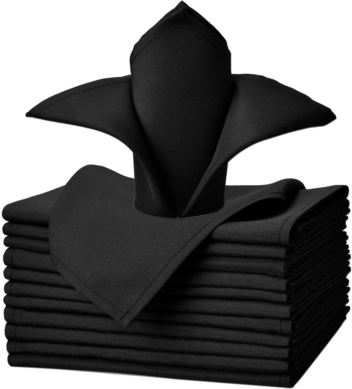 uniformer Table Napkins | Soft & Durable | Elegant Design for Dining | Perfect for Home, Weddings, Parties, & Events | Machine Washable | Durable & Stylish | Size 20x20 inches (Black_Pack of 12)