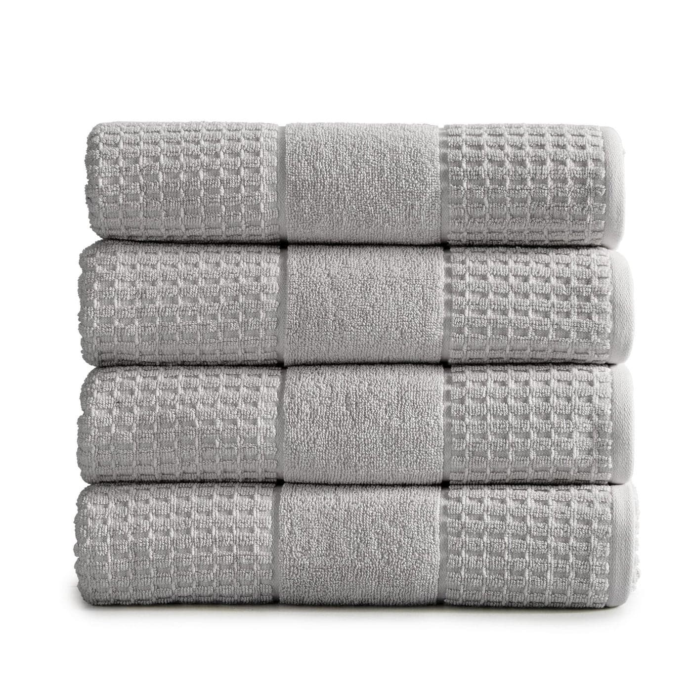 100 Cotton Super Soft Luxury Bath Towel Set QuickDry and Highly Absorbent Waffle Textured 550 GSM Includes 4 Bath Towels Harper Collection Light Grey