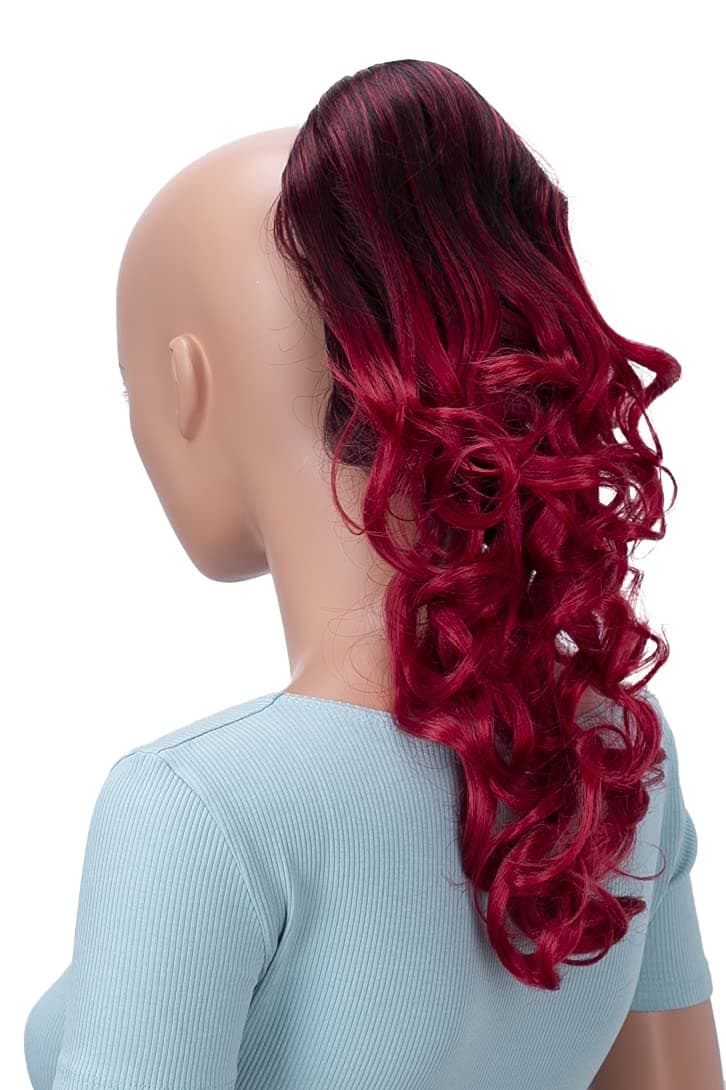 CAISHA 16 Hairpiece Ponytail Clip On Extension Voluminous Wavy Ombr Red Mix H145