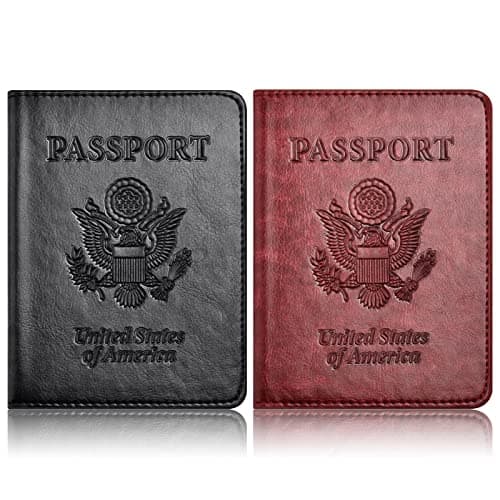 Eoehro 2Pack Passport Holder Wallet Cover Case, Travel Essentials for Women and Men