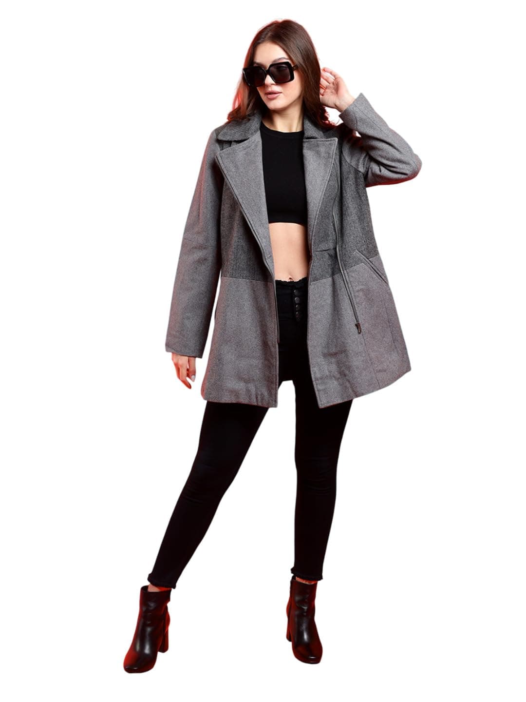 KOTTY Women's Long Formal Coat for Professional Look(Grey,XL)