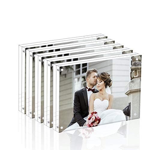 Magicool Premium Acrylic Photo Frame- Magnet Photo Frame -Double Sied Thick Desktop Frames (4x6 5 Pack)