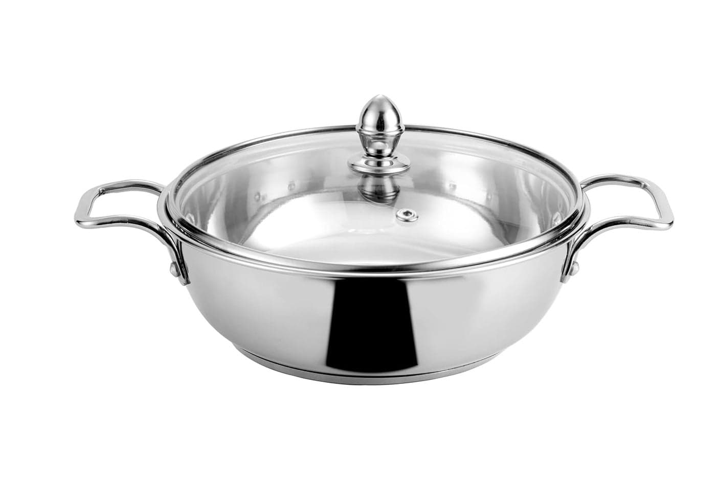 Steelcraft Premium Stainless Steel Benz Kadhai -20 cm, 1600ml (Induction Friendly) Cook and Serve, for Multipurpose Cooking, Silver, Set of 1