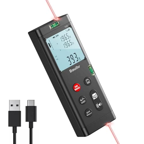 Bilateral Laser Measurement Tool, Bauihr 393ft/120M Rechargeable Aluminum Dual Laser Distance Meter, Dual Laser Measuring Tool with Color Backlit LCD Display, Digital Angle, M/in/Ft Unit Switching