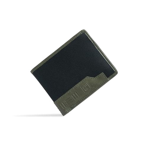 EUME Crest Wallet for Men, Charcoal Green | Slim Bifold Premium Vegan Leather | 6 Card Slots, 2 Compartments, 1 Id Slot, & 1 Slip Pocket | Stylish & Durable Men Wallet | Perfect for Everyday Use