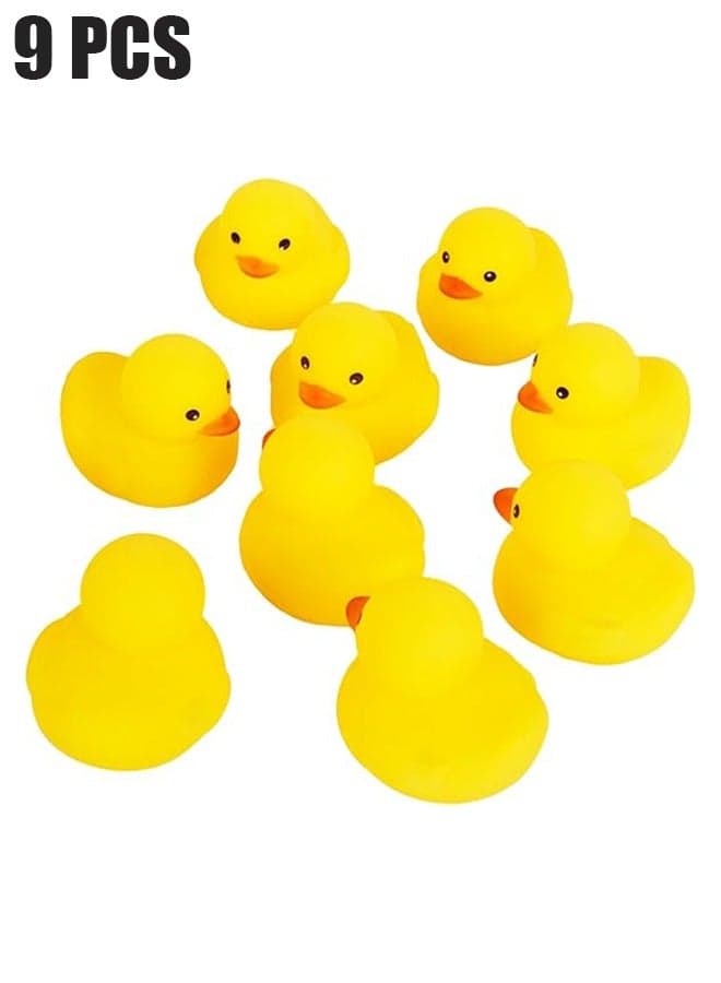 Bath Duck Toys, 9 Pcs Mini Bath Duck Toys, Yellow Rubber Ducks Float Ducks Baby Shower Toy for Toddlers Boys Girls Over 3 Months (2.17 Inches)