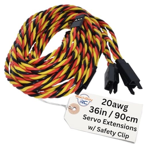BackBayRC 20awg Twisted Servo Extension Cable wSafety Clip 100 Strands for RC Vehicles Drones EBikes 8 Lengths 5 Wires per Pack 90CM 36in