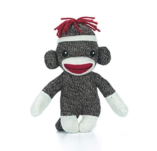 Plushland Adorable Sock Monkey The Original Traditional Hand Knitted Stuffed Animal Toy Giftfor Kids Babies Teens Girls and Boys Baby Doll Present Puppet 6 Inches Brown