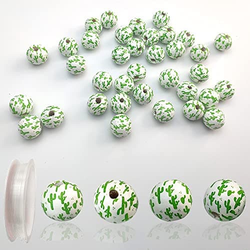Metulip 150 Pcs Black & White Wooden Beads - 16mm Farmhouse Buffalo Wood Spacer Strip Plaid Beads for Craft & DIY Keychain Making