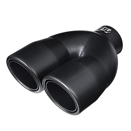 Black Dual Exhaust tip - 2.5" ID x 7"OD x 8.5"L - Double Wall Weld On Muffler Tail Pipe Stainless Steel Black Coated