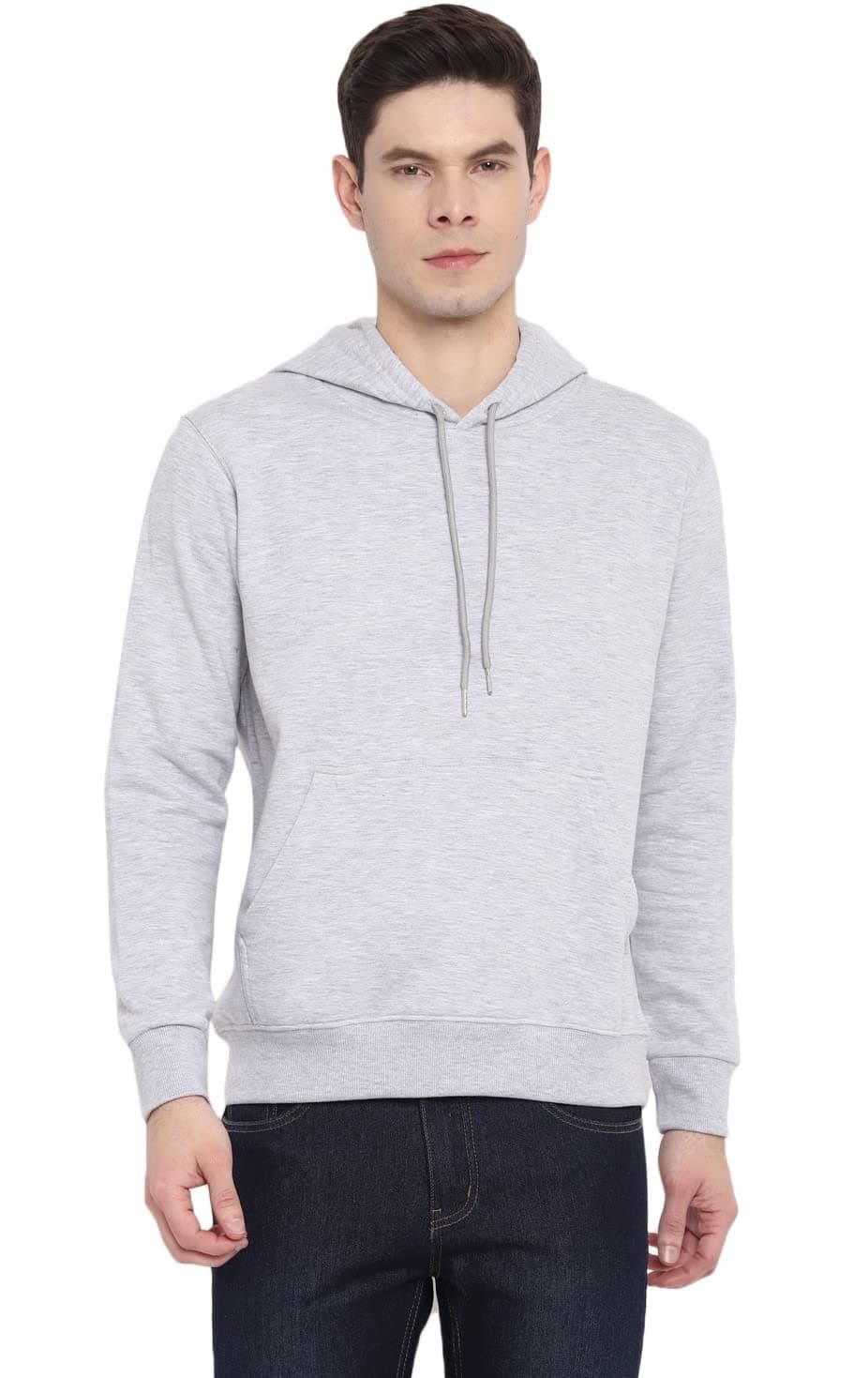 Alan Jones Clothing Men’s Solid Hooded Sweatshirt | Drawstring Hood, Kangaroo Pocket, Ribbed Hem | Regular Fit | Sizes S–5XL | Multiple Colors (Melange_3XL)