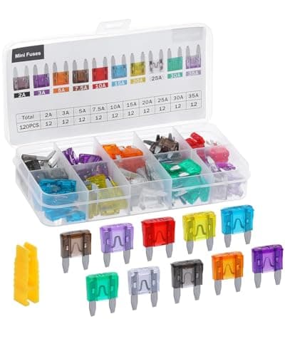 120pcs Car Fuses Kit Mini Car Fuse Assortment Kit with 1 Puller Mini Blade Fuses Automotive for Car RV Truck Marine Motorcycle Auto Accessories2A3A5A75A10A15A20A25A30A35A