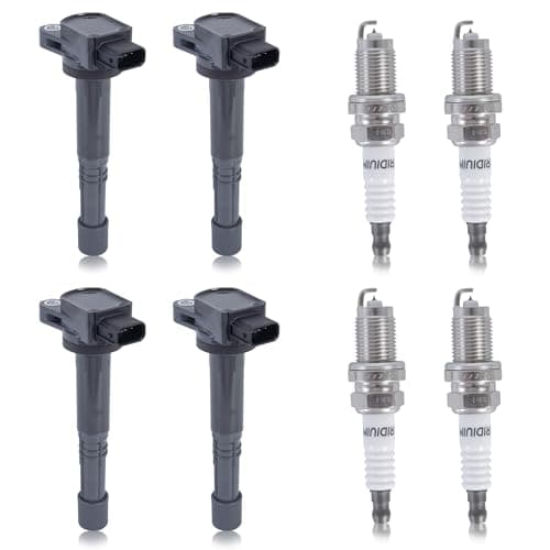 KUIPERAUTO Set of 4 Ignition Coils and Spark Plugs set Compatible for 20022011 Honda Civic 20022009 CRV 24L UF311 UF583 30520PNA007