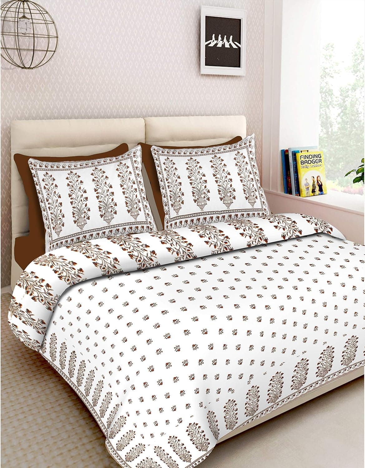 BedZone Rajasthani Tradional 100 Cotton Double Super King Size Double Bedsheet with 2 Pillow Covers 240 TC Size 108 inch by 100 inch Multi