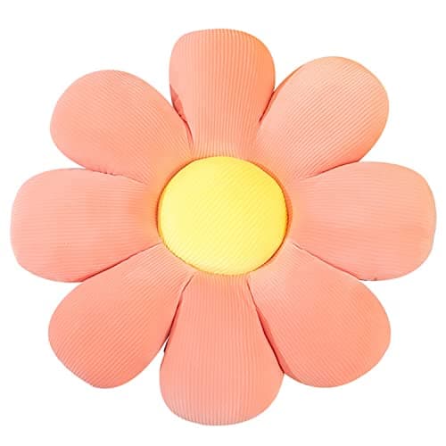 Flower Shaped Throw Pillow - Soft Seating Cushion for Bedroom, Sofa, Bed, Reading - Floor Plush Room Decor (15 inch, Pink)