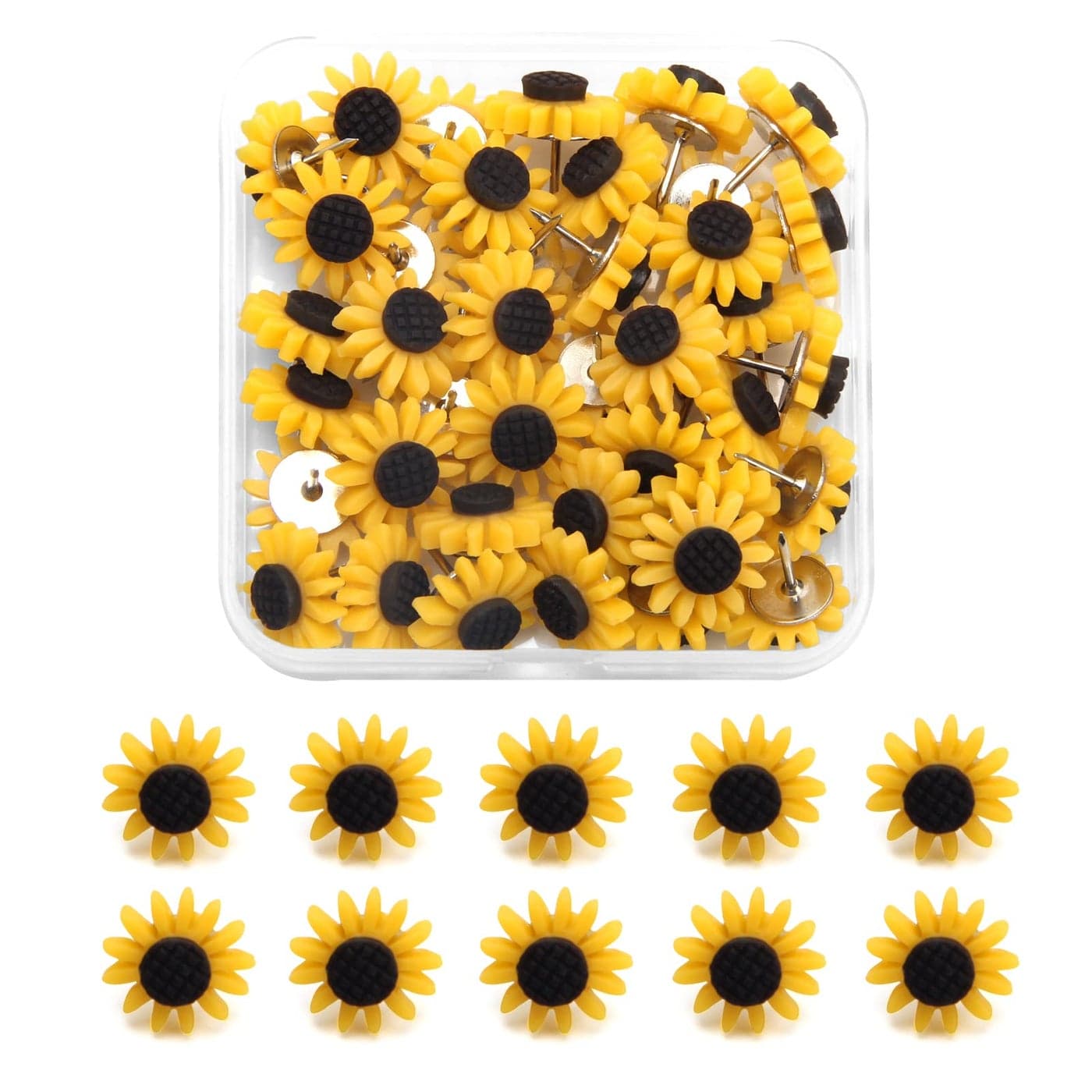 40Pcs Sunflower Push Pins Sunflower Thumb Tacks Decorative Flower Cork Board Tacks for Bulletin Board Photos Wall Maps and Other Offices Schools Supplies and Accessories Resin