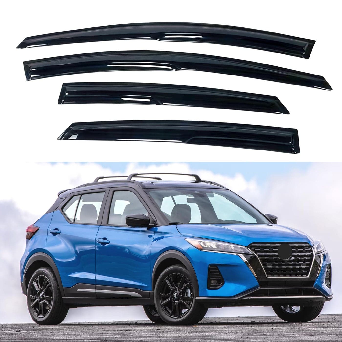 IG Window Visor for Nissan Kicks 20182024 Rain Guard TapeOn Extra Durable Sun Wind Side Vent Window Deflector Mugen Style 2018 2019 2020 2021 2022 2023 2024