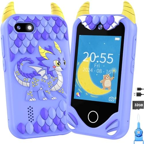 Kids Smart Phone for Boys Gifts Toddler Christmas Birthday Gift for Age 3 4 5 6 Year Old Kids Cell Phone Toy with Touchscreen Dual Cameras Learning Music Player Games with 32 GB Card