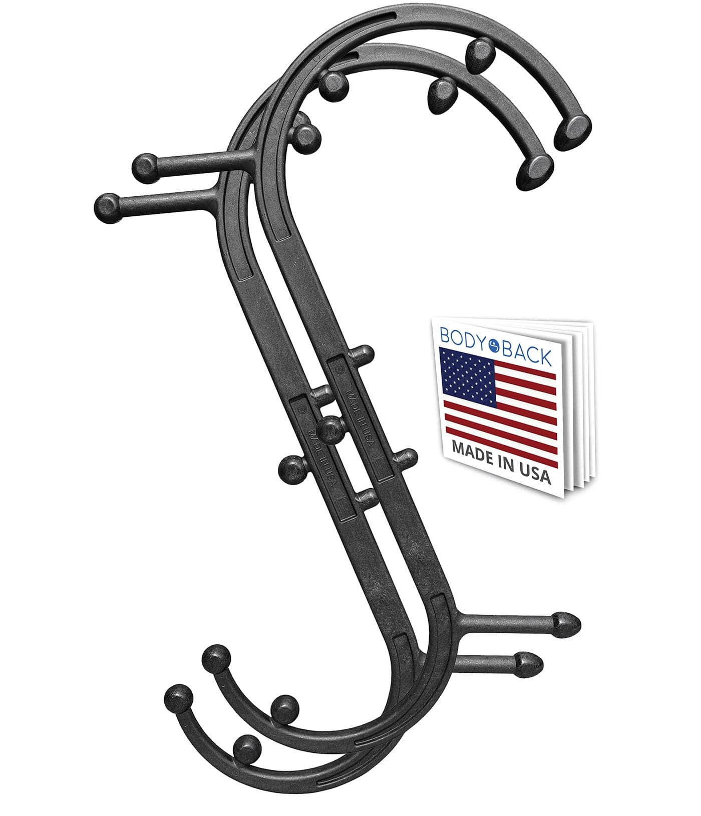 Body Back Buddy Classic USA Made Handheld Full Body Massage Cane Pressure Trigger Point Massage Tool for Deep Tissue Pain Relief Dual Massage Hooks for Back Shoulder Neck Manual Back Massager