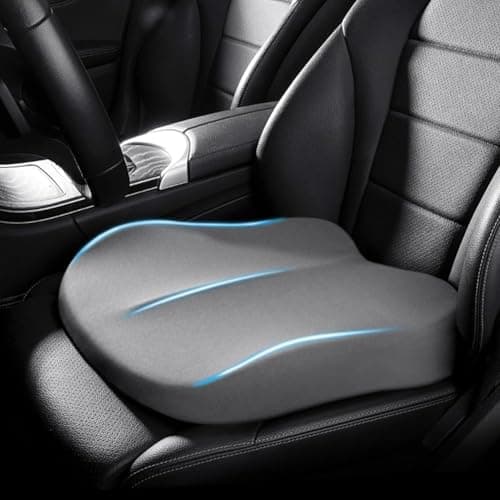 ZHUANXUA Adult Car Booster Seat Cushion, Car Seat Driver Height Boost Mat Memory Foam Car Seat Cushions Pad Improve Driving View Non-Slip 3D Office Chair Cushion Pressure Relief (Grey)