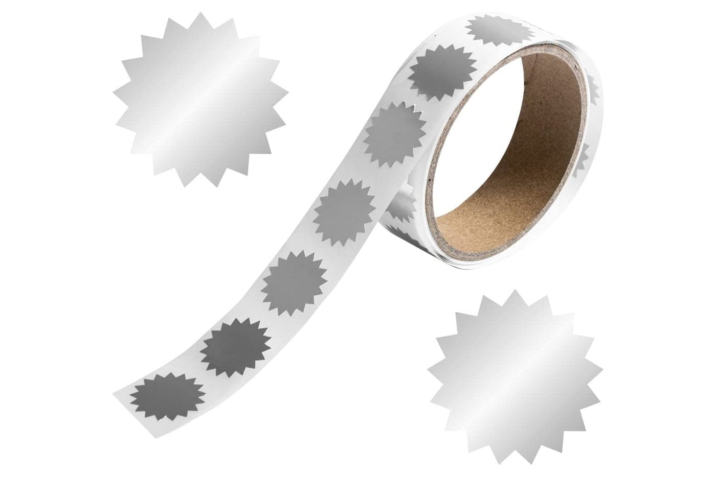 JAM PAPER Circle Label Wafer Seals with Serrated Edges - 3/4 Inch Diameter - Silver - 100 Round Labels/Pack