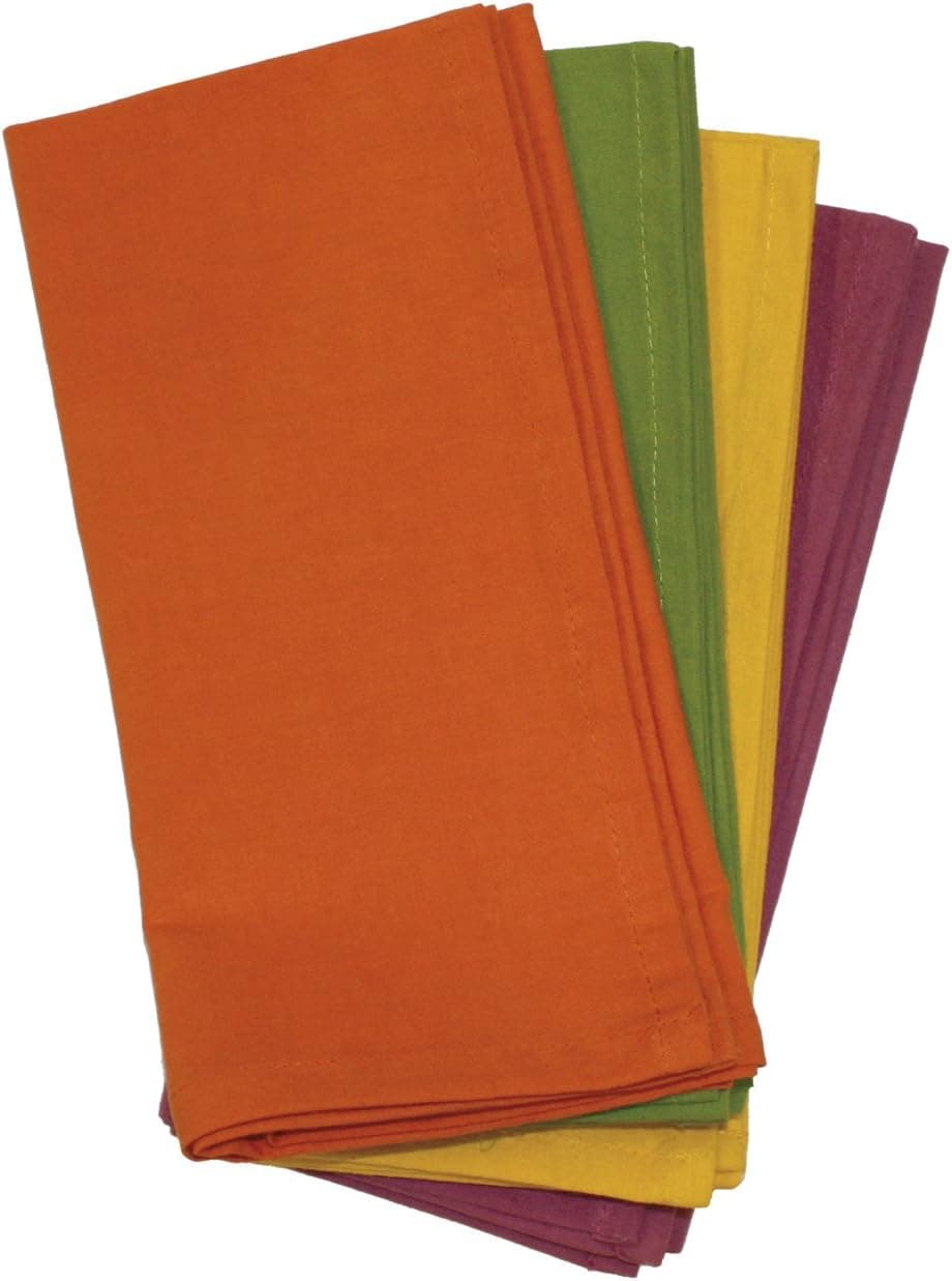 Aunt Marthas Fall Collection Dinner Napkins Set of 4 Orange Green Yellow And Purple